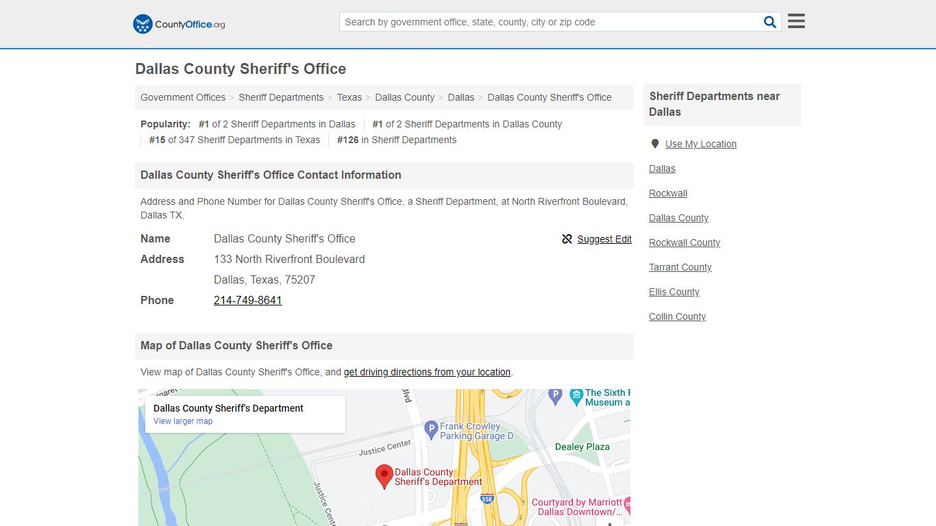 Dallas County Sheriff's Office - Dallas, TX (Address and Phone)